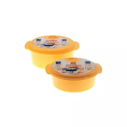 Cello Plastic Container Cook & Serve With Steam Lock 230 x 90mm 2pc Set  (Pack of 3)