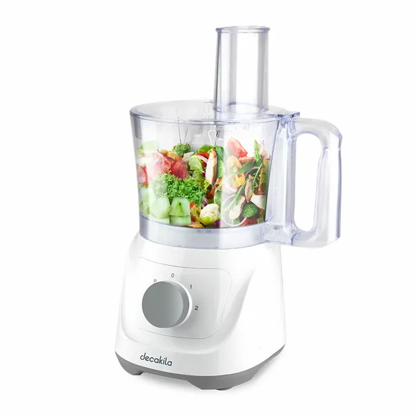 Decakila Food Processor 400W 6-1 Capacity 1.5L Includes Willow Orange Cutter, Plastic Housing, Shredding Blade, Slicing Blade, Chopping Blade, Egg Beater, Plastic Stirring Knife KEMG023W