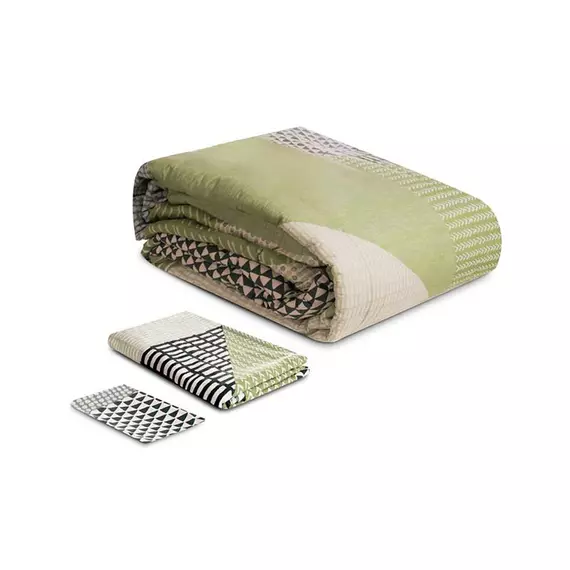 Comforter Larrson Geometric Design, 1pc Duvet, 1pc Bedsheet & 2pc Standard Pillow Cases Green