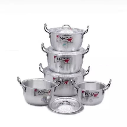 Nadstar8 Cookware Set 5Pcs Set With Lid & Handle Metal Finish Sufuria Delish Modern Handles Hygienic 3x7