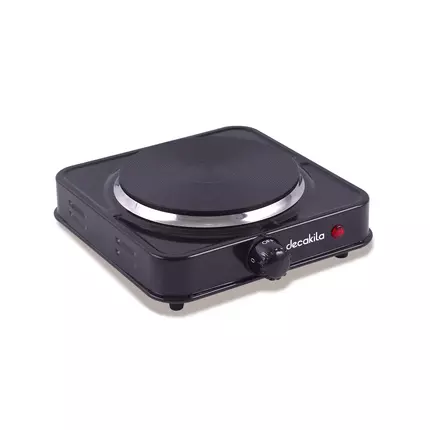 Decakila Hot Plate Single 1000W One Burner Heavy Duty Cast Iron Heating Surface 5 Heat Settings Electric Stove Auto Thermostat Control KECC004B