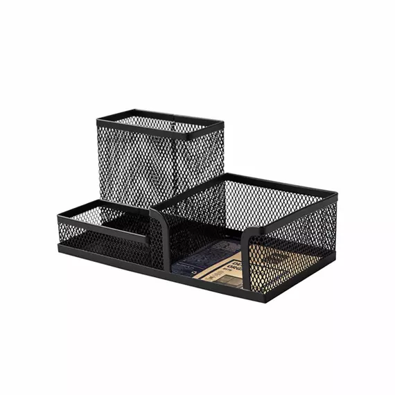 Deli Steel Mesh Desk Organizer for Office and Study Table 53mm 3 Compartments E9175