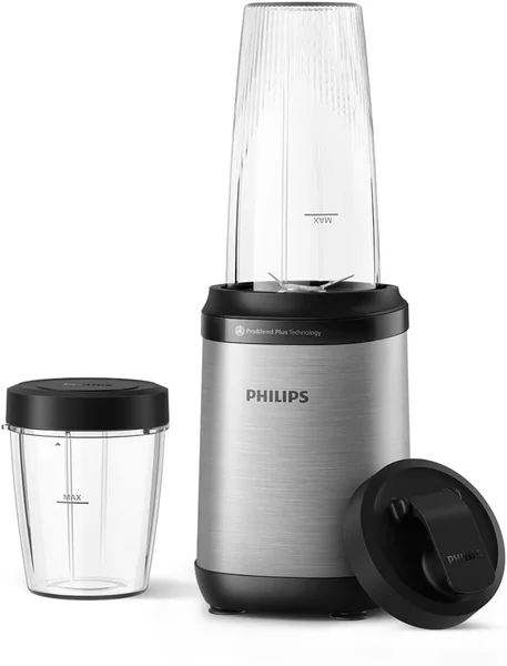 Philips Blender 5000 series - Personal Blender, 800W, 700ml + 500ml Capacity, 1 Speed + Pulse, Compact, Silver - HR2765/00