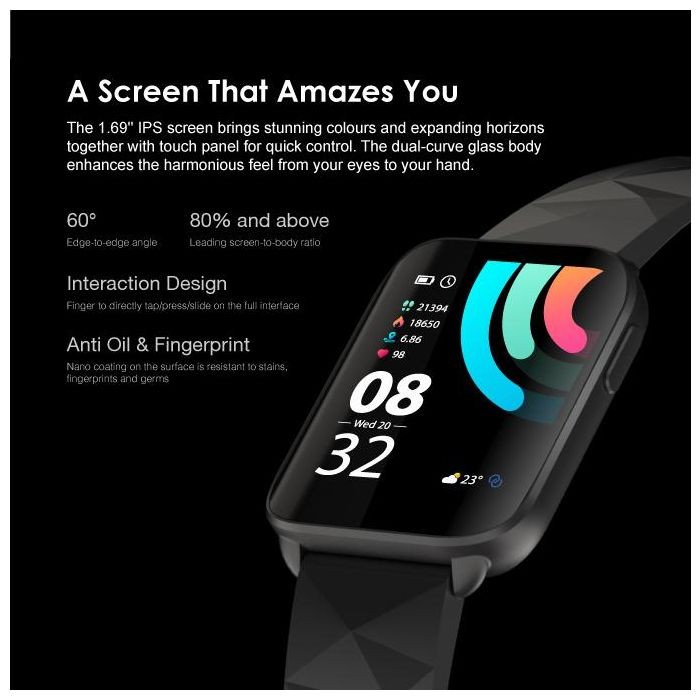 Oraimo Watch Curved Display Ip Waterproof Smart Watch