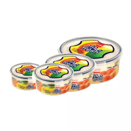 Cello Plastic Container Fit & Fresh Plain 300ml, 600ml, 1200ml & 2000ml 4pc Set