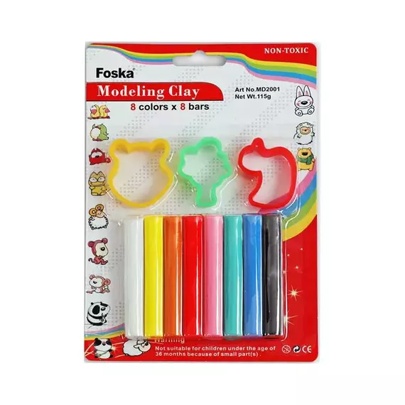 Foska Clay Moulding 8 Color 115gms MD200 (Pack of 8)