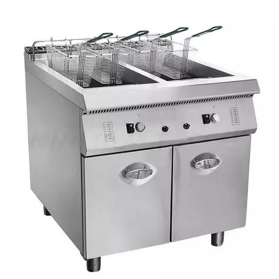 Generic Commercial Freestanding Deep Fryer Gas 52L (26L x 2 Baskets) Stainless Steel
