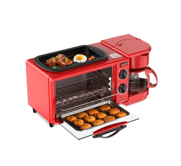Decakila Breakfast Maker 1050W 3 in 1 Multi Function 9L Oven Coffee Maker & Fryer Including Accessories Coffee Pot Frying Pan Bake Rack Bake Tray KEEV003R