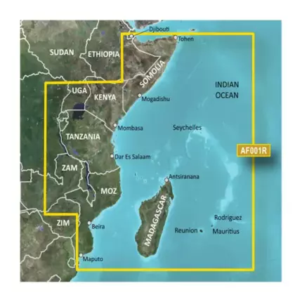 Garmin Cartography Africa Eastern Coastal & Inland Charts with MicroSD/SD, Advanced Chart Detail, Depth Range Shading, Detailed Contours, G3 HXAF001R 010-C0747-20