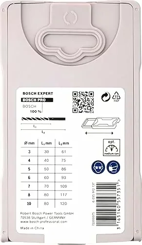 Bosch Brad Point Wood Drill Bit Set (for Soft- and Hardwood, Ø 3-10 mm, Accessories Drill Driver and Drill Stand (Pack of 10Sets) 2607017034
