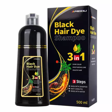 Caigaibai Black Hair Dye Shampoo 3-in-1 - Long-Lasting Hair Dye for Women and Men, 500ml.