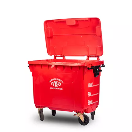 TBP Dustbin 4 Wheel 660L With Metal Pedal Red & Yellow TBP-660-RED/YELLOW