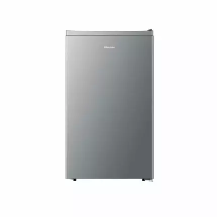 Hisense Refrigerator 90L Single Door, Separate Chiller, Removeable Glass Shelves, Low Noise, Energy Saving, Tempered Glass, Reversible Door, Sealed Crisper, Titanium Silver H125RTS