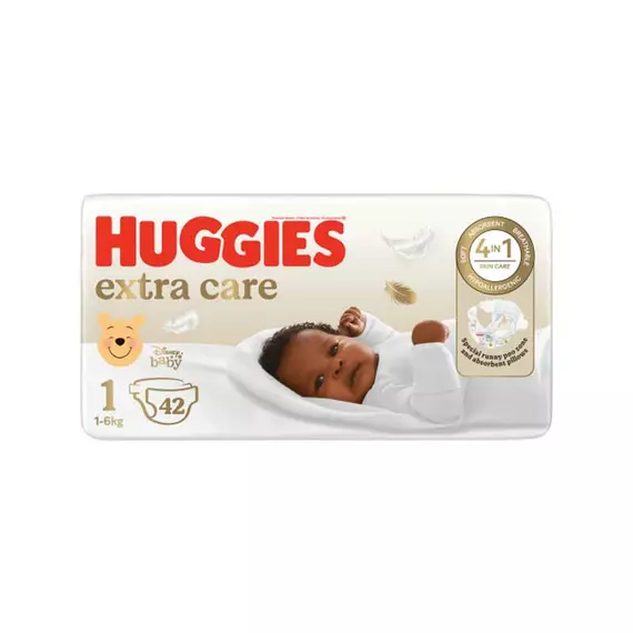 Huggies Nappies Extra Care New Baby Size 1, 1-6kg Babies (Pack of 168pcs)