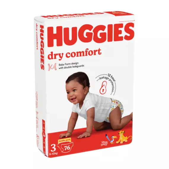 Huggies Nappies Dry Comfort Jumbo Size 3 76pcs (Pack of 2)