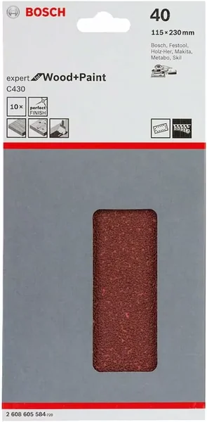 Bosch Sanding Sheets for Orbital Sanders 115 x 230 mm 2608605584