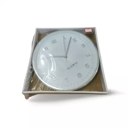 Generic High Quality Fashionable/Elegant Classy Design Medium Size Battery Operated Round Shaped Analog Silent Quartz Wall Clock Silver/White N78622