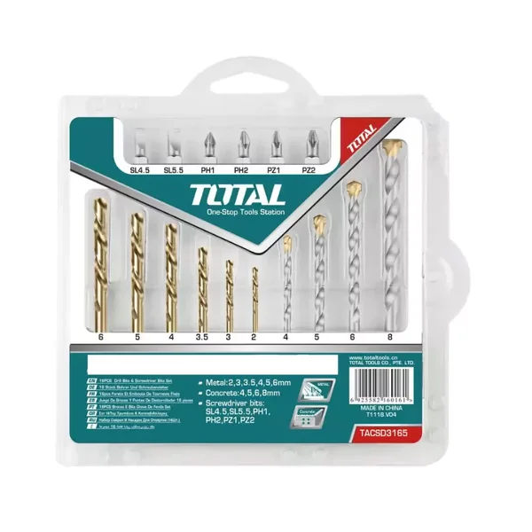 Total Drill Bits & Screwdriver Bits Set Pack of 19 TACSDB1901