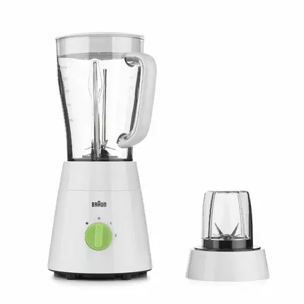 Braun Blender 1.5L 500w PowerBlend Triangular Plastic Jug, 2 Speed, Ice Crushing Function, Stainless Steel Blades JB0115WH