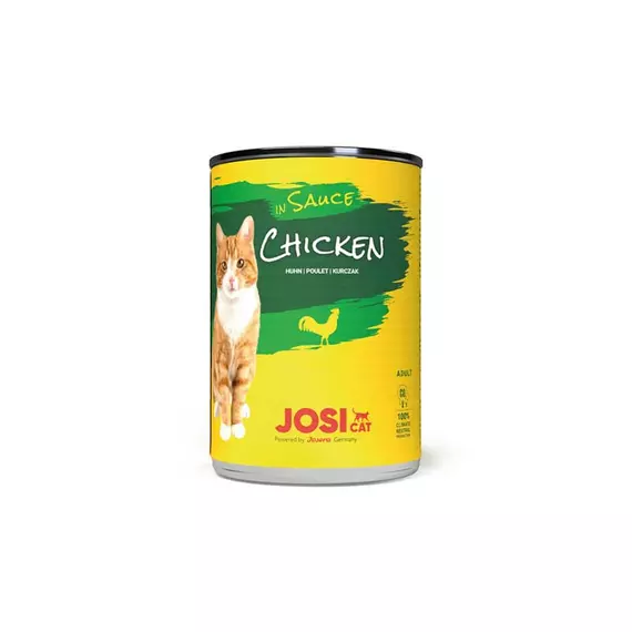 JosiCat Chicken in Sauce 415g, Fine Wet Food in Sauce with Chicken for Adult Cats (E-EX)
