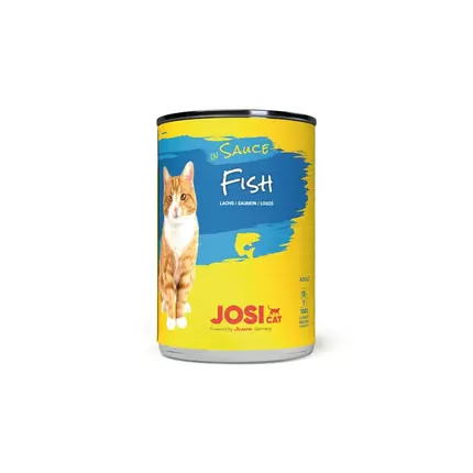 JosiCat Fish in Sauce 415g, Fine Wet Food in Sauce with Pollack Fish for Adult Cats (E-EX)