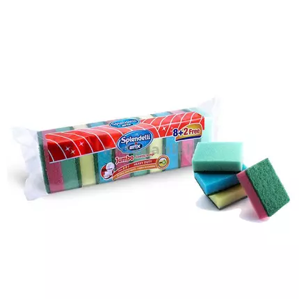 Arix Jumbo Scouring Sponges Soft Coloured 10pcs 1608 Pack of 3