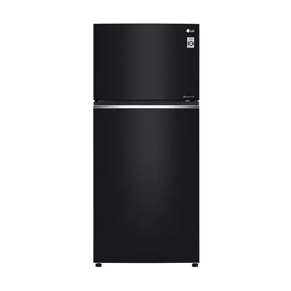 LG Refrigerator 506L Double Door, Top Freezer with Inverter Linear Compressor, Door Cooling+™, Hygiene Fresh+™ Black Glass GC-C702SGGU