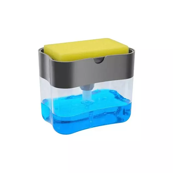 Automatic Soap Dispenser Bottle - 380ml for Detergent Liquid, Kitchen Dish Soap, Sponge Holder, and Manual Pump for Convenience