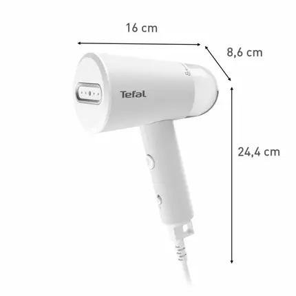 Tefal Handheld Garment 1200W Steamer Travel-Friendly Foldable, Fabric Lint Remover and Universal Bottle Adaptor for Wrinkle Free & Sanitized Garment DT1020G0