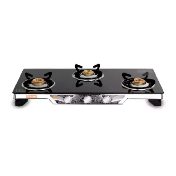 Orange Gas Stove Sleeko 301 Jumbo with 3 Burner, Toughened Glass Top OR0247