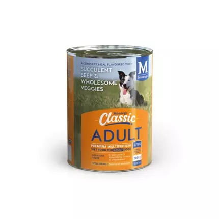 Montego Classic Dog Wet Food for Adult with Beef & Veggies & Naturally Balanced Premium Multiprotein 385g WADUBV385