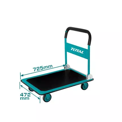 Total Foldable Platform Hand Truck 150Kgs 725x472mm with Steel Handle, 4"PU Wheel, Non-Slip PVC Mat THTHP11502