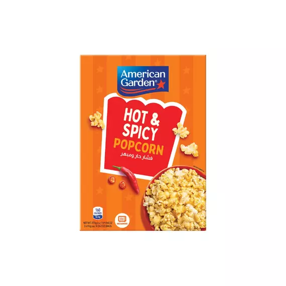 American Garden Microwave Popcorn Hot & Spicy, Gluten Free 3.2oz (Pack of 12)