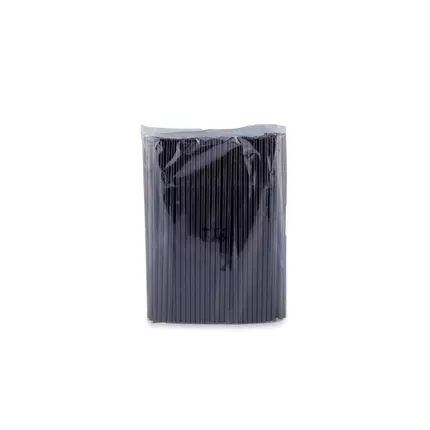 Falcon Plastic Straw Plain Flexible 6mm Single Wrapped Black 200'S (Pack of 50)
