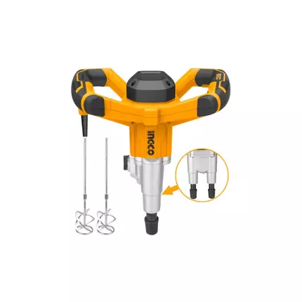 Ingco Electric Paint Mixer 1600W with 2pcs Mixing Pads 1 Set Extra Carbon Brushes MX218008