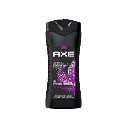 Axe 3in1 Shower Gel Excite 400ml Body, Face & Hair Wash for Men (Pack of 3pcs)