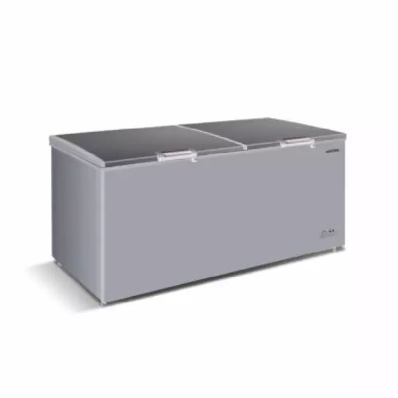 Bruhm Chest Freezer 477L Double Door with LED Light, Super Freezing & Power Indicator Function, Silver BCD-500M