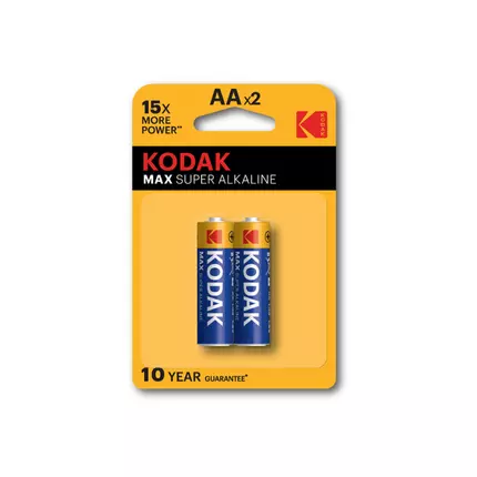 Kodak AA Alkaline Batteries Max Super 1.5V 1 Pack 2PCs