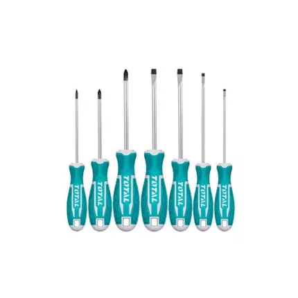 Total 7pcs Screwdriver Set with New Design Handle, CRV Material, Round Blade THT2506072