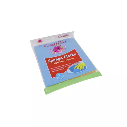 Castillo Heavy Duty Sponge Cloths Red, Yellow & Blue 20x17cm (Pack of 96Pcs)