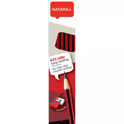 Nataraj Pencil 621 Ruby Red Long Lasting Black 12pcs P04087