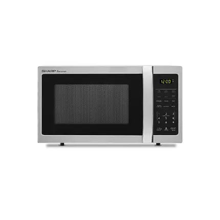 Sharp Digital Solo Microwave Oven 34L 1000W with Black Glass Door, 10 Power Levels, External Handle, Silver R-34CT(ST)