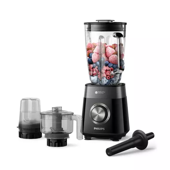 Philips Blender 5000 Series 2L 1200W with 1.5L Plastic Jar, 3 Speed & Pulse, ProBlend Plus Technology, Ice Crushing, Chopper & Mill Attachment HR3033