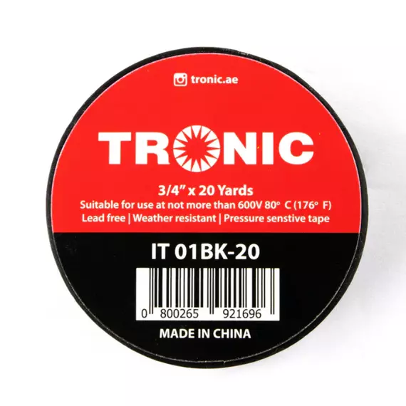 Tronic Insulating Tape 20 Yards Black IT 01BK-20