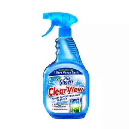 Shield Mr Sheen Clearview Glass and Multi-Surface Cleaner - 1L, Streak-Free Shine for Windows, Mirrors, and Various Surfaces, Advanced Cleaning Formula for Home and Office Use, Sh759