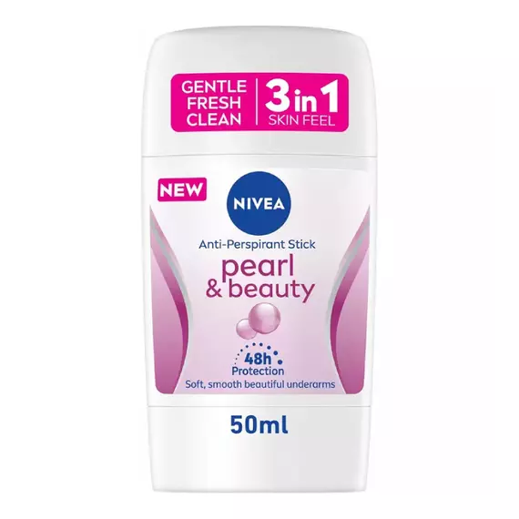 NIVEA Antiperspirant Stick for Women, 48h Protection, Pearl & Beauty, 50ml (pack of 5pcs)