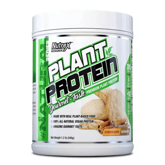 Nutrex Plant Protein - 545g of Delicious Vegan Protein for Muscle Recovery, Cinnamon Cookies Flavor.