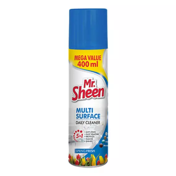 Shield Mr Sheen Clean N Shine Multi-Surface Spring Fresh - Powerful All-Purpose Cleaner for Surfaces, Furniture, and Floors, Fresh Spring Scent, 400ml Sh643.