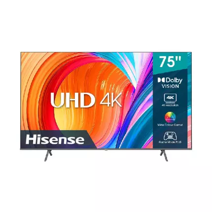 Hisense 75" LED UHD 4K Smart TV with Dolby Vision, 4K AI Upscaler, Game Mode PLUS, Voice Control, Precision Colou, VIDAA 75A6N