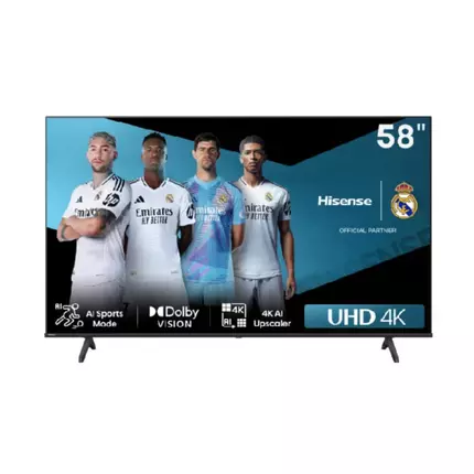 Hisense 58" LED UHD 4K Smart TV with Dolby Vision, 4K AI Upscaler, Game Mode PLUS, Voice Control, Precision Colour, VIDAA 58A6N